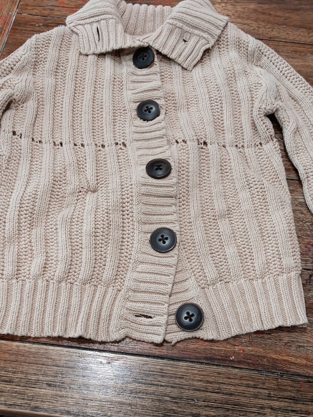 Aeropostale Cream Knit Button-Front Kids Cardigan